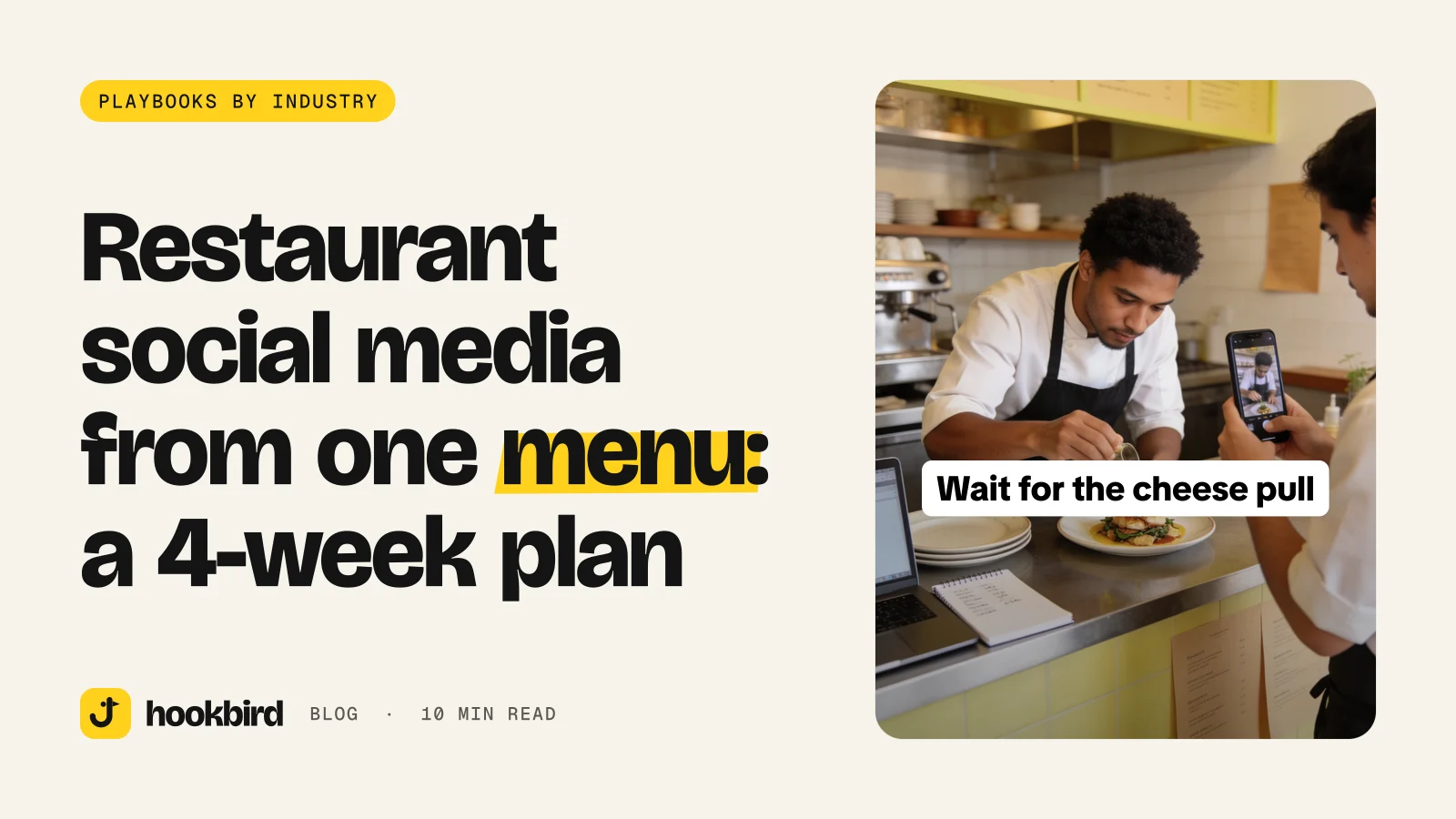 Restaurant staff film a dish being finished behind a café counter during pre-service.